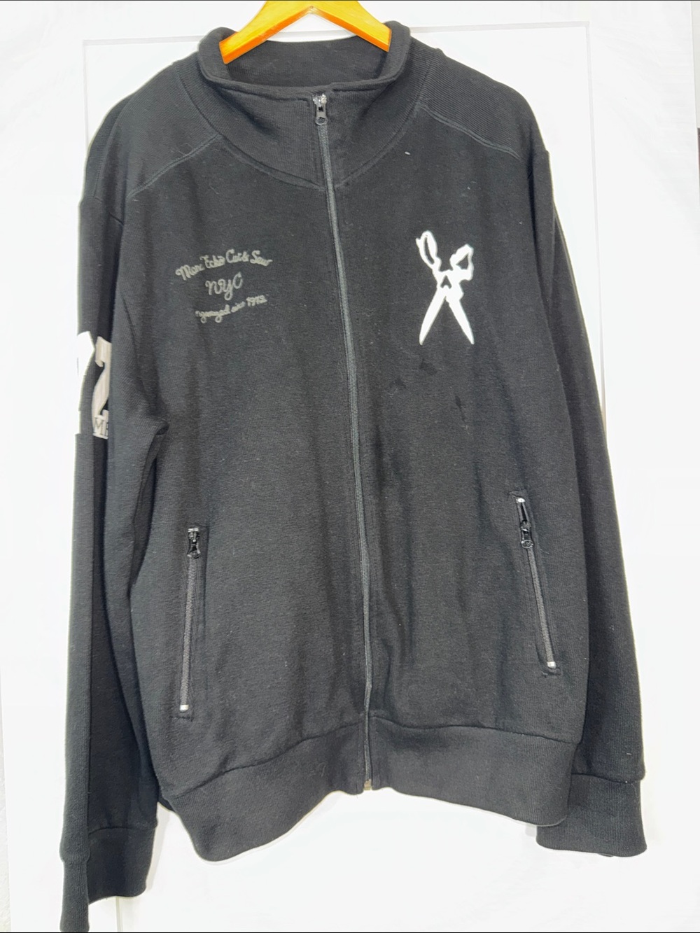 Marc Ecko Black Lightweight Full-Zip Jacket with White Scissors Logo Sz XL
